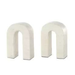 Sale Kirklands Home Marble Arched Bookends, Set of 2 White
