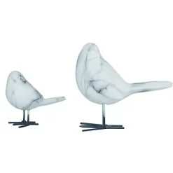 Discount Kirklands Home Marble Bird Resin Statues, Set of 2 White