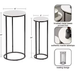 Discount Kirklands Home White Marble Nesting Accent Tables, Set of 2 Black