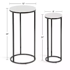 Discount Kirklands Home White Marble Nesting Accent Tables, Set of 2 Black