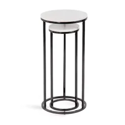 Discount Kirklands Home White Marble Nesting Accent Tables, Set of 2 Black