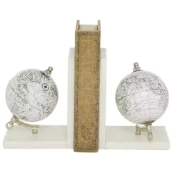 Outlet Kirklands Home Marble Globe Bookends, Set of 2 White
