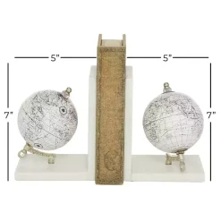 Outlet Kirklands Home Marble Globe Bookends, Set of 2 White