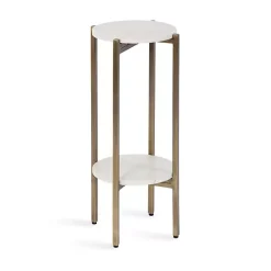 Outlet Kirklands Home Marble Gold Accent Table White