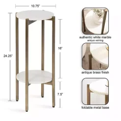 Outlet Kirklands Home Marble Gold Accent Table White