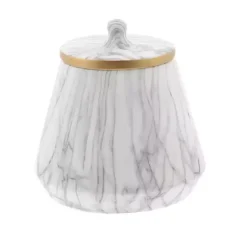 Online Kirklands Home White Marble Oval Jar