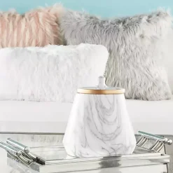 Online Kirklands Home White Marble Oval Jar