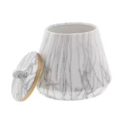 Online Kirklands Home White Marble Oval Jar