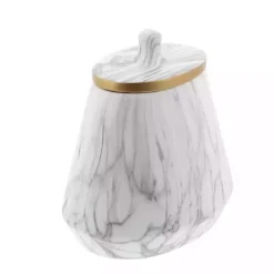 Online Kirklands Home White Marble Oval Jar