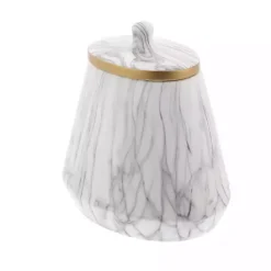 Online Kirklands Home White Marble Oval Jar