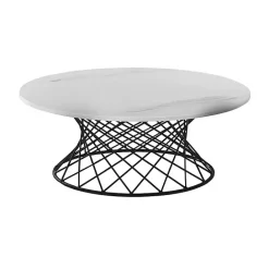 New Kirklands Home Marble Round Black Loxley Coffee Table White