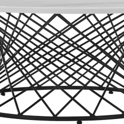 New Kirklands Home Marble Round Black Loxley Coffee Table White