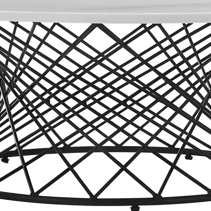 New Kirklands Home Marble Round Black Loxley Coffee Table White
