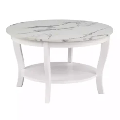 Hot Kirklands Home Marble Round Coffee Table White
