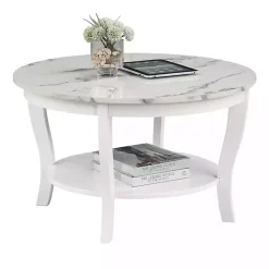 Hot Kirklands Home Marble Round Coffee Table White