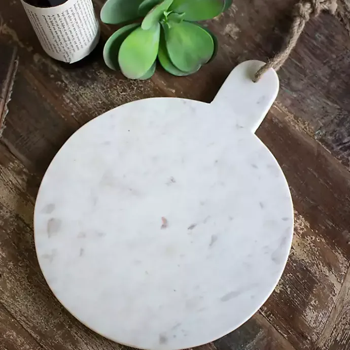 Discount Kirklands Home Marble Round Cutting Board with Jute Hanger White