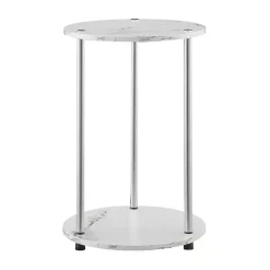 Sale Kirklands Home Marble Two Tiered Metal Accent Table White
