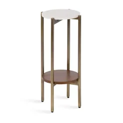 Online Kirklands Home Marble Walnut Accent Table White
