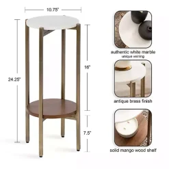 Online Kirklands Home Marble Walnut Accent Table White