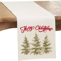 Sale Kirklands Home White Merry Christmas Trees Table Runner