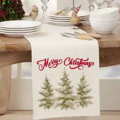 Sale Kirklands Home White Merry Christmas Trees Table Runner