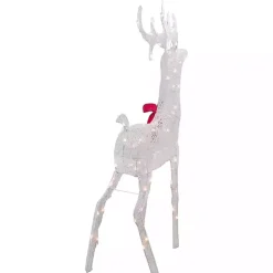 Discount Kirklands Home Mesh and Red Bow Standing LED Christmas Deer White