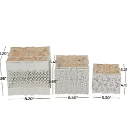 Discount Kirklands Home White Metal and Carved Wood Boxes, Set of 3