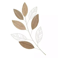 Best Kirklands Home White Metal and Reed Leaf Wall Plaque