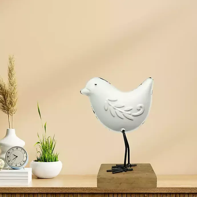 Online Kirklands Home Metal Bird Statue on Wood Base, 6 in. White