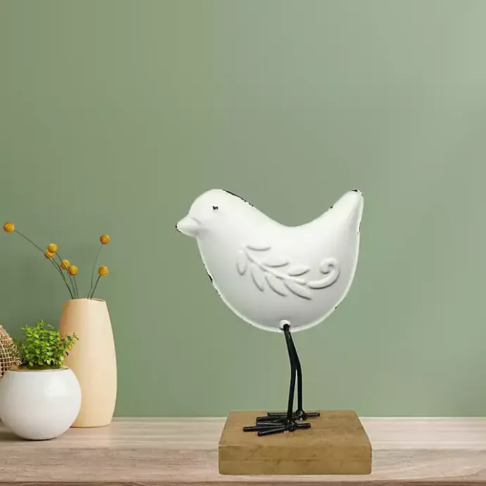 Online Kirklands Home Metal Bird Statue on Wood Base, 6 in. White