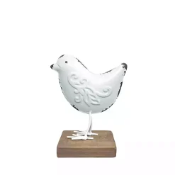 Discount Kirklands Home Metal Bird Statue on Wood Base, 7 in. White