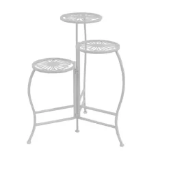 Best Kirklands Home Metal Floral 3-Tier Plant Stand White
