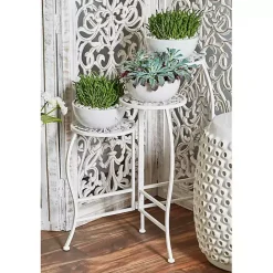 Best Kirklands Home Metal Floral 3-Tier Plant Stand White
