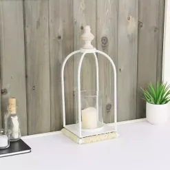 Kirklands Home Metal Rope Wrapped Lantern White