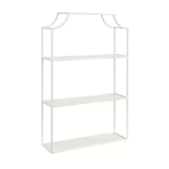 Best Kirklands Home Metal Scalloped 3-Tier Glass Wall Shelf White