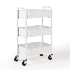 Clearance Kirklands Home Metal 3-Tier Organizer Storage Cart White