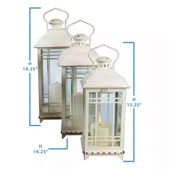 Hot Kirklands Home Metal Windowpane Lanterns, Set of 3 White