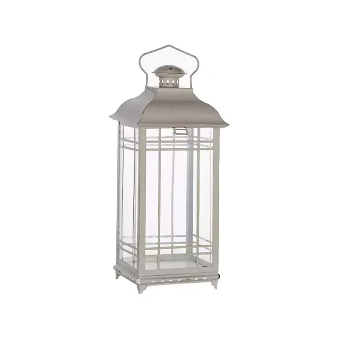 Hot Kirklands Home Metal Windowpane Lanterns, Set of 3 White