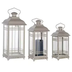 Hot Kirklands Home Metal Windowpane Lanterns, Set of 3 White