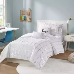 New Kirklands Home White Metallic 4-pc. Twin/Twin XL Comforter Set