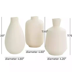 Outlet Kirklands Home Minimalist Ceramic Vases, Set of 3 White