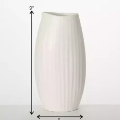 Discount Kirklands Home Modern Ribbed Ceramic Vase White