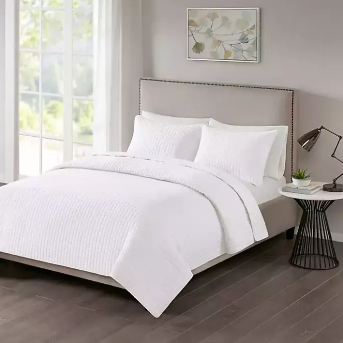 Sale Kirklands Home Nash 3-pc. Reversible Queen Coverlet Set White
