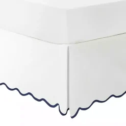 Online Kirklands Home White Navy Scalloped Coastal Queen Bed Skirt