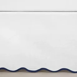 Kirklands Home White Navy Scalloped Coastal King Bed Skirt
