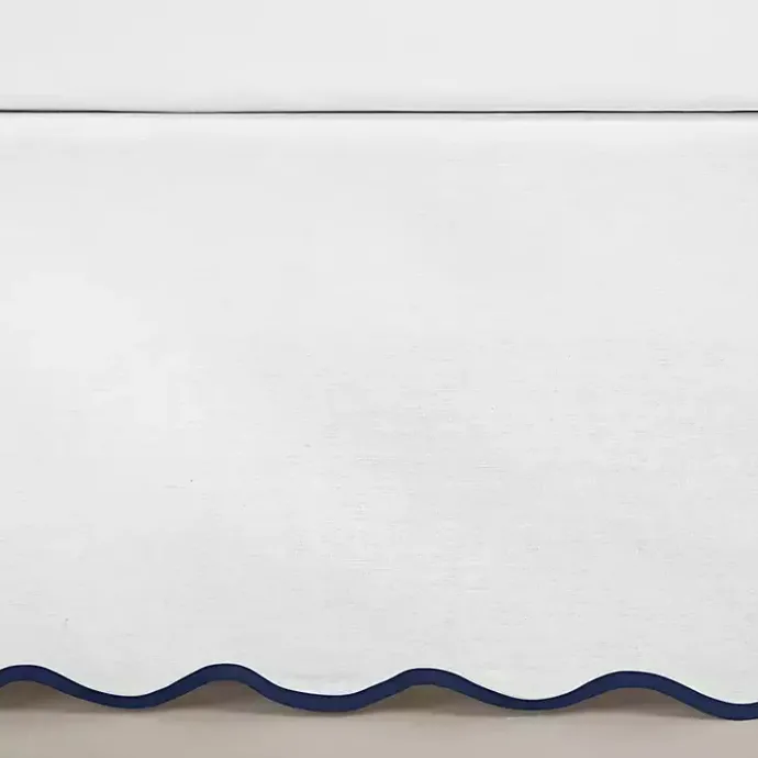 Kirklands Home White Navy Scalloped Coastal King Bed Skirt