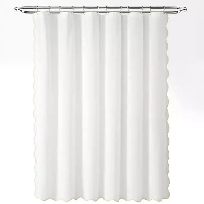 Sale Kirklands Home White Neutral Scalloped Coastal Shower Curtain