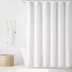 Sale Kirklands Home White Neutral Scalloped Coastal Shower Curtain