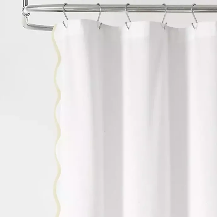 Sale Kirklands Home White Neutral Scalloped Coastal Shower Curtain