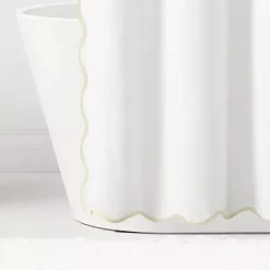 Sale Kirklands Home White Neutral Scalloped Coastal Shower Curtain